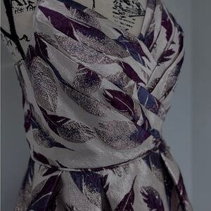 Macy's Purple and Silver Leaf Pattern Prom Dress